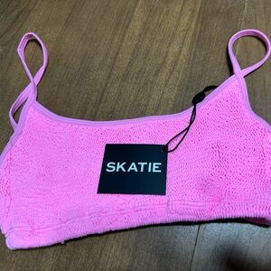 Skatie Bright Pink Textured Bikini Top
